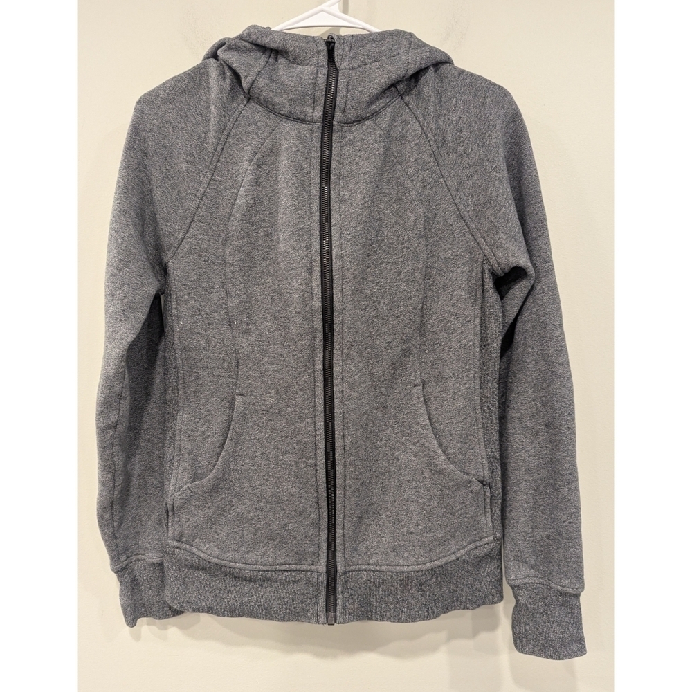 Lululemon Scuba Hoodie Light Cotton Fleece In Heathered Speckled Black Size 6